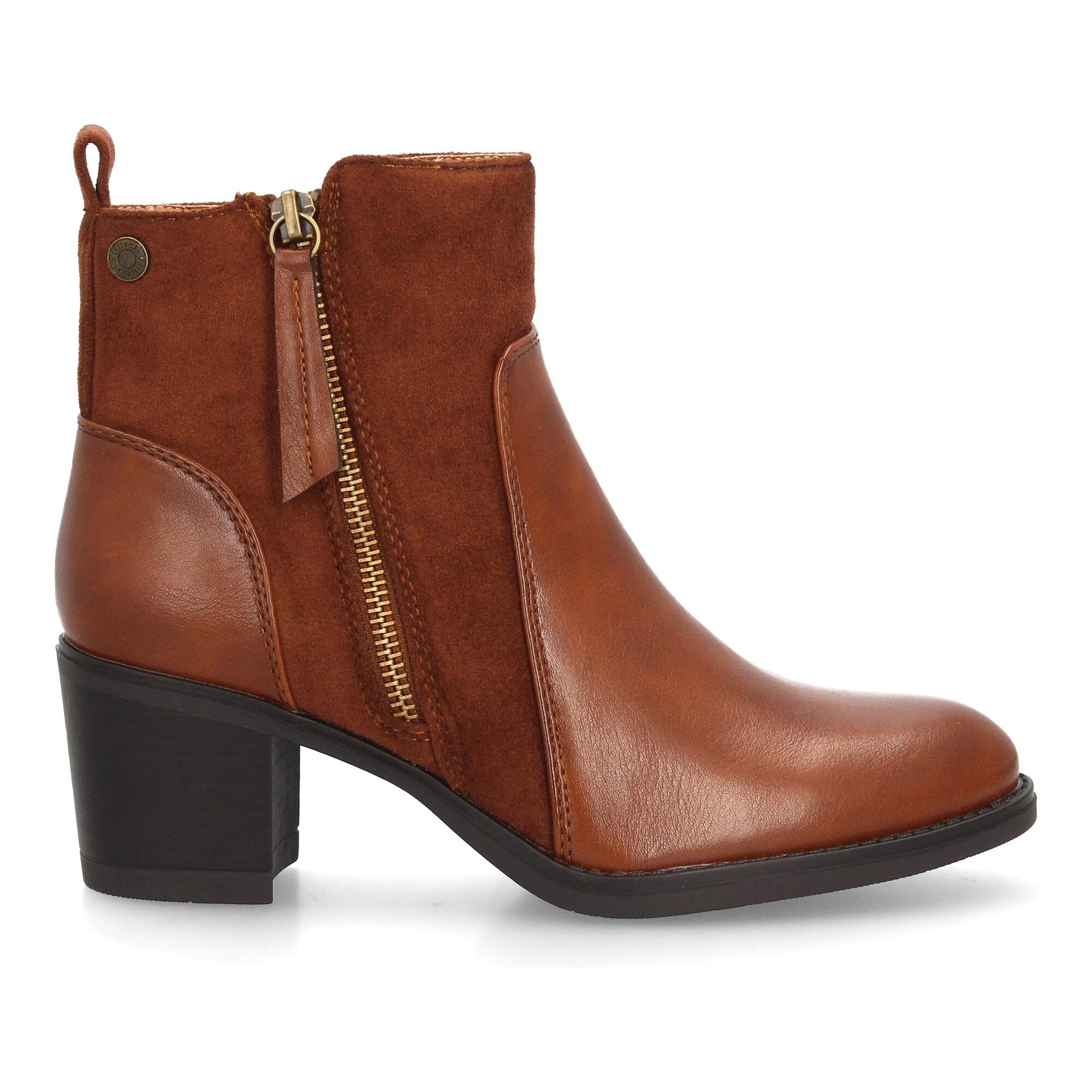 Botines mujer combinados con distintas texturas y cremallera lateral
