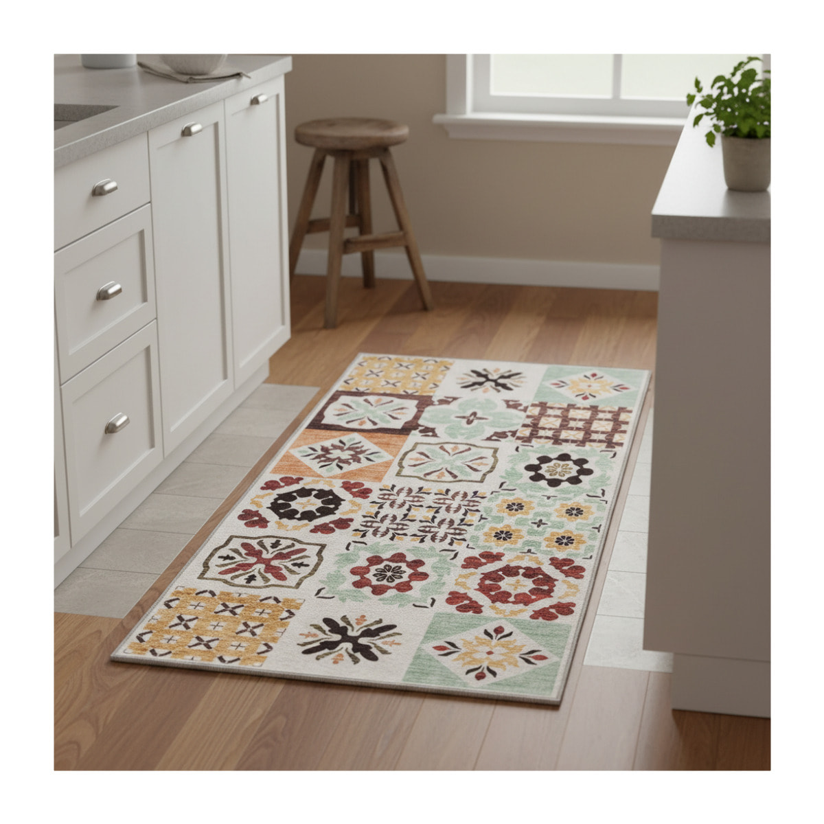 Tapis chambre motif géométrique, texture kilim, ZEDI, design original