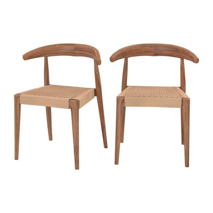 Chaise Alia en bois de teck et cordage type loom (lot de 2)