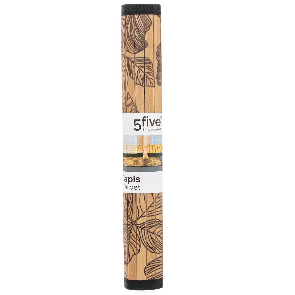 Tapis latte bambou 50x80cm "Black Flora" noir