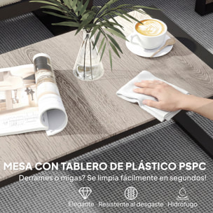 Conjunto de Jardín Exterior de 4 Piezas, Muebles Jardín Exterior con 2 Sofás de 2 Plazas, 1 Sillón sin Brazos y Mesa de Centro, Conjunto de Sofá con Estructura de Acero y Cojines, Caqui