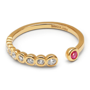 Bague Pebble Rose Argent Plaqué Or