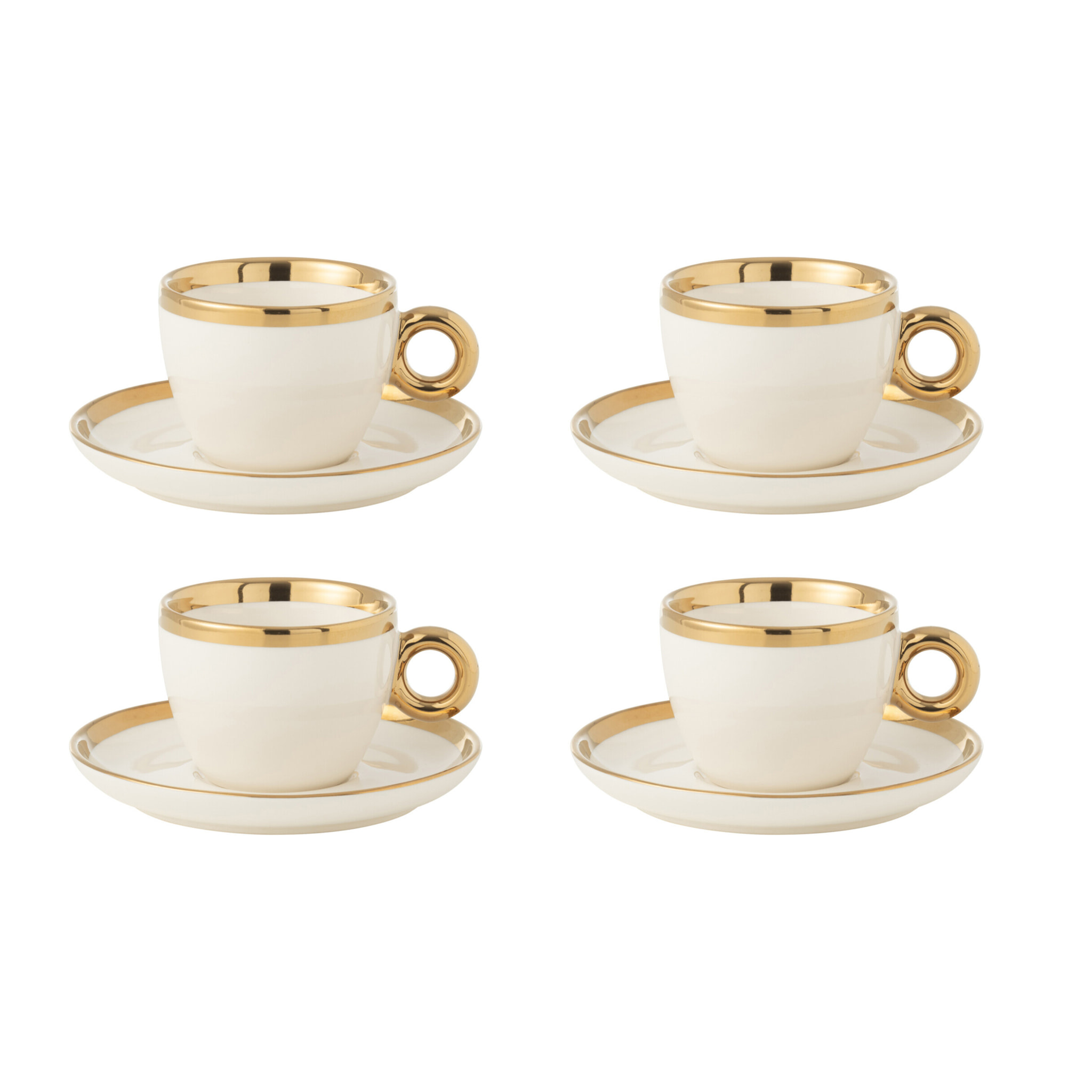 J-Line tasse - céramique - blanc/or - boîte de 4
