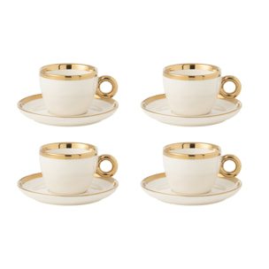 J-Line tasse - céramique - blanc/or - boîte de 4