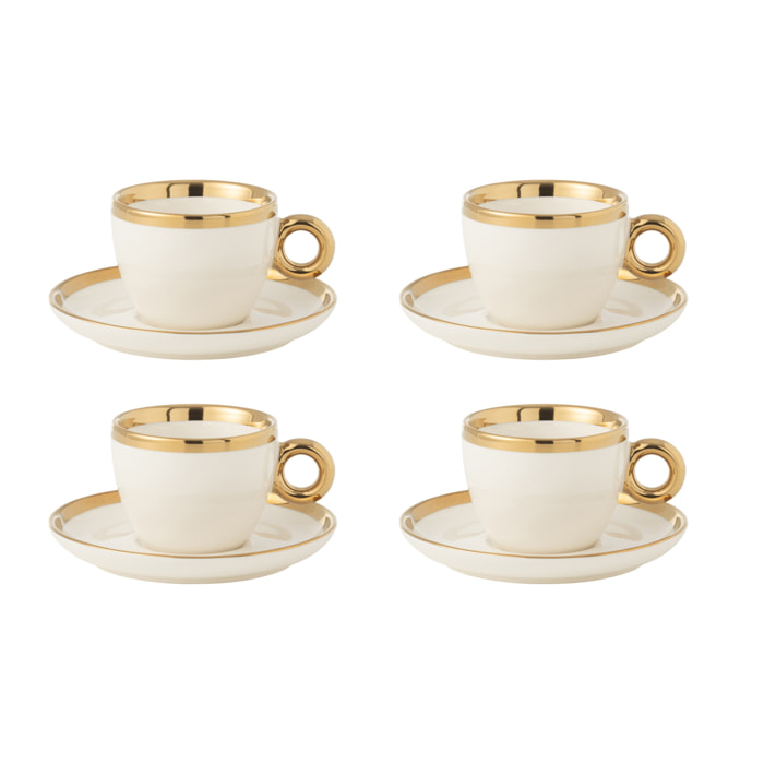J-Line tasse - céramique - blanc/or - boîte de 4