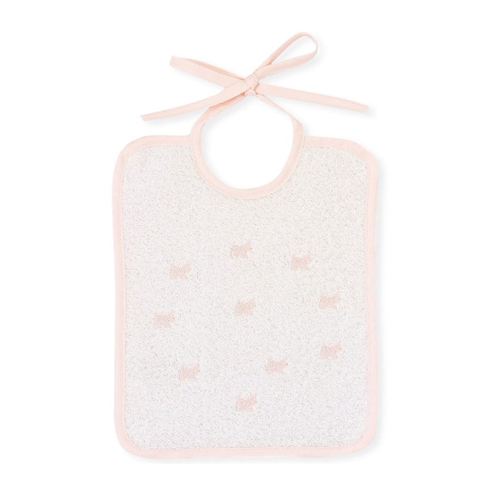 Babero Cuadrado Cinta Perritos-Coronas-Estrellitas Rosa Talla Uni