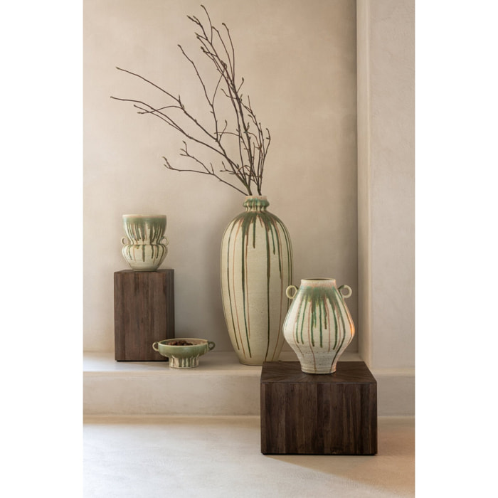 J-Line vase - céramique - vert olive/beige clair - large