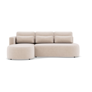 Mahina - canapé d'angle gauche 4 places convertible avec coffre en velours côtelé - Beige