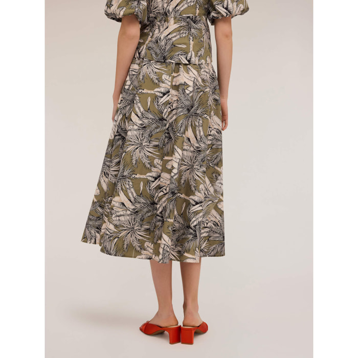 Motivi - Falda con vuelo estampado de jungla - Verde militare