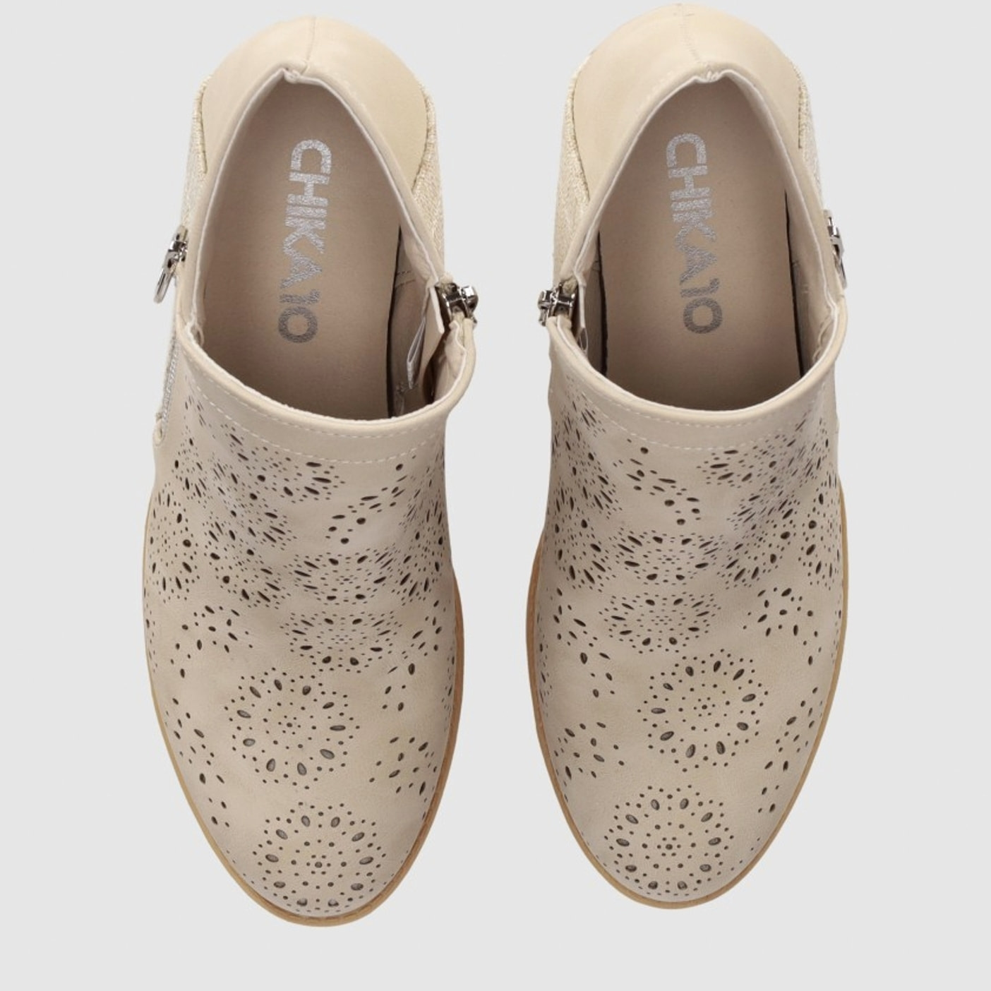 Botines de Piel Sintética - Beig - Tacón: 6 cm