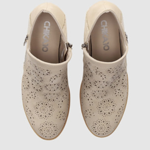 Botines de Piel Sintética - Beig - Tacón: 6 cm