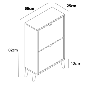 Emma - Scarpiera Salvaspazio 2 Ante 55x82x25 cm 12 Paia in Legno Bianco