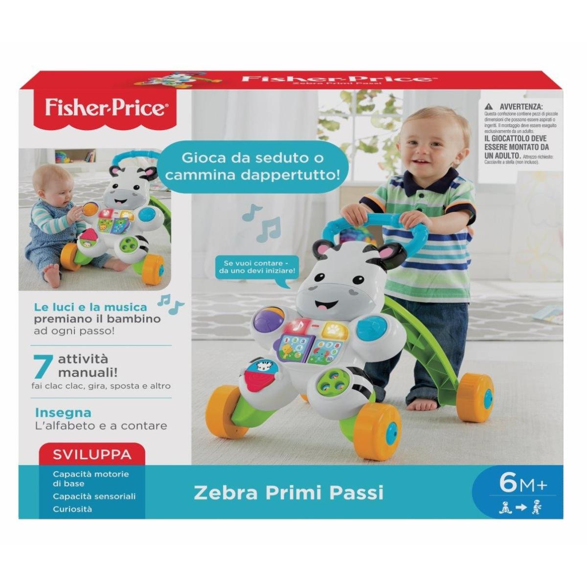 Fisher-Price Zebra Primi Passi Spingibile Giocattolo Elettronico Educativo unisex Fisher-Price