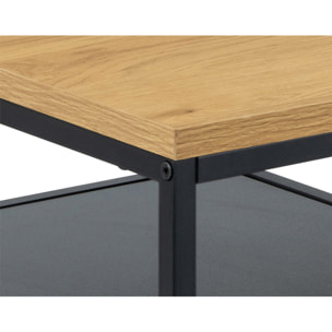 Salida - table basse - effet bois et métal noir - 90 cm - Bois / Noir
