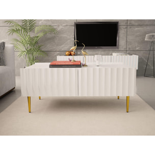 Ambre - table basse - 2 portes - 120 cm - Blanc / Doré