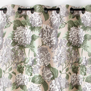 Rideau jacquard à motif hortensia - Beige
