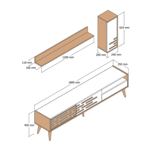 Mobile porta TV Dbrunozz, Credenza da soggiorno, Armadio basso per TV, Base parete attrezzata, 180x45h35 cm, Antracite e Noce