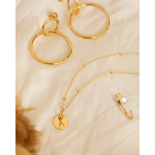 Charm Mini Medallion Letter Argento Placcato Oro