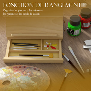 Mallette chevalet professionnel de table inclinaison réglable 3 compartiments de rangement bois de hêtre