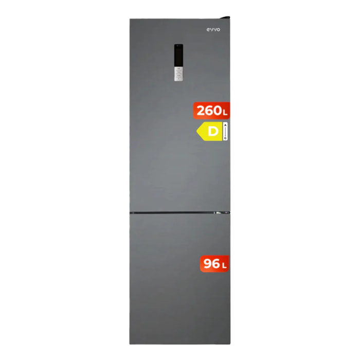Frigorífico Combi EVVO F60DX, 257 l + 94 l, Inox, Total No Frost