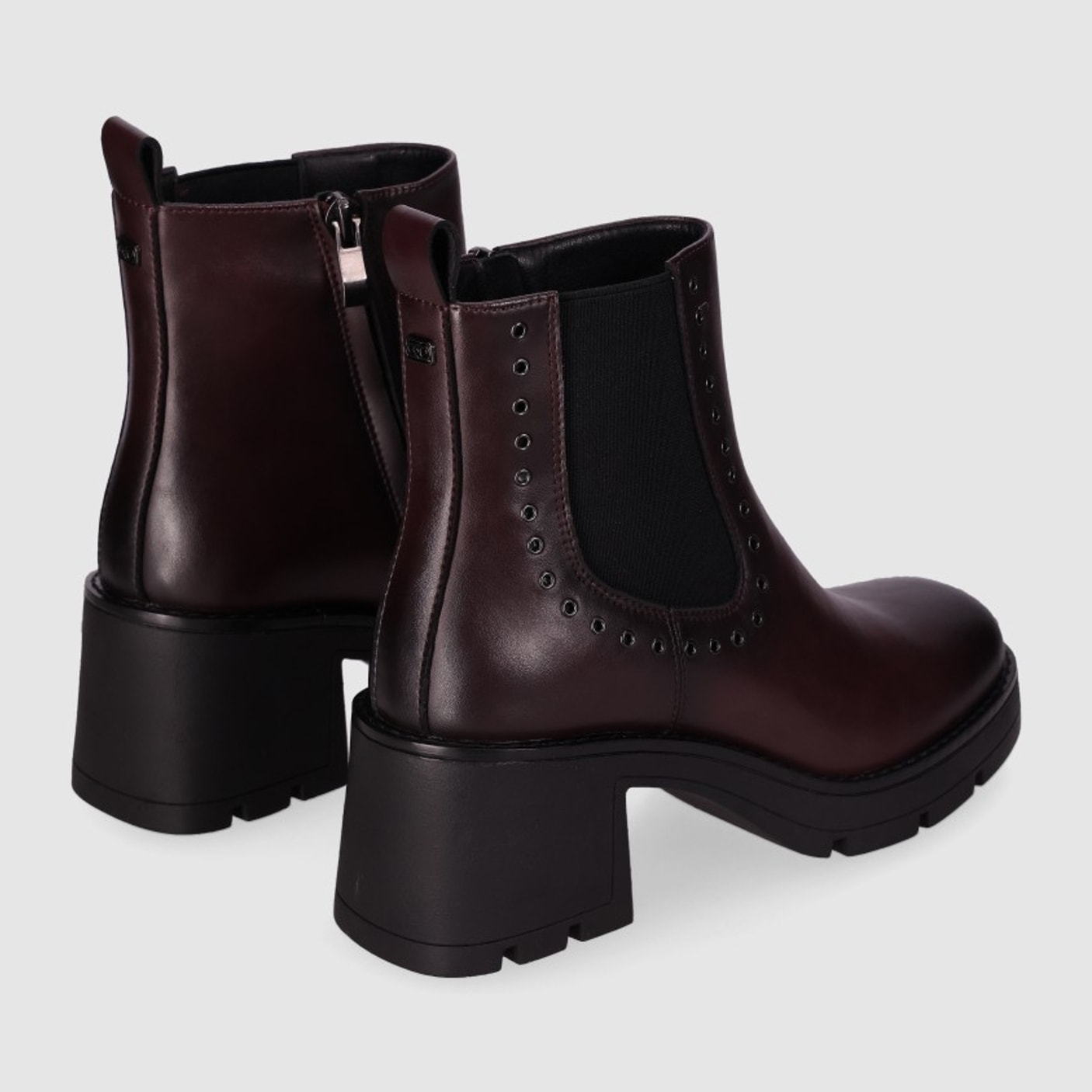 Botines de Piel - Vino - Tacón: 5 cm