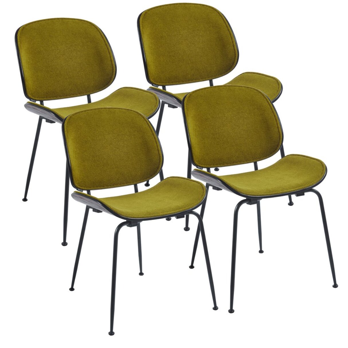 Set da 4 sedie da sala da pranzo verdi con gambe in metallo nere - Elizabeth