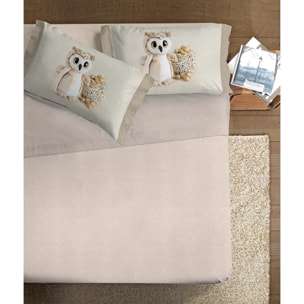 Completo letto fotografico Fine-Art IPERSAN Puro Cotone Gufo