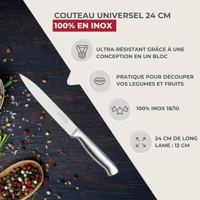 Set de 6 couteaux de cuisine 24 cm en inox Nirosta Star