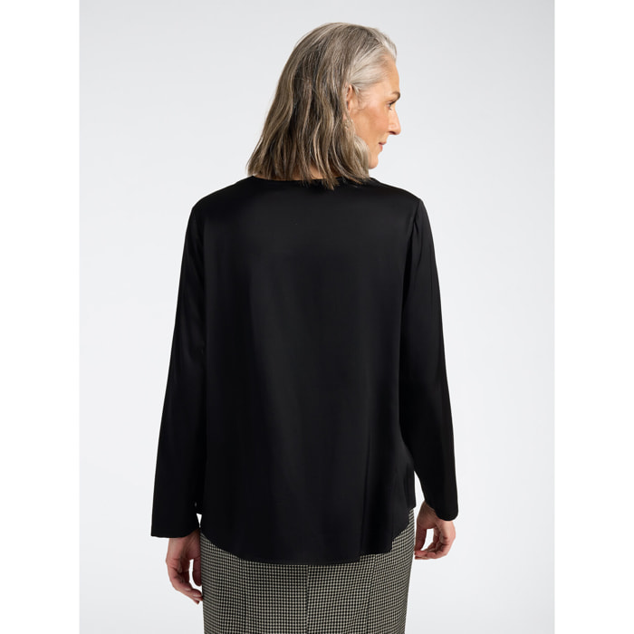 Elena Mirò - Blusa de satén de viscosa elástica - Negro