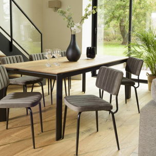 AGATHE - Lot de 2 chaises velours gris foncé pieds en métal noir