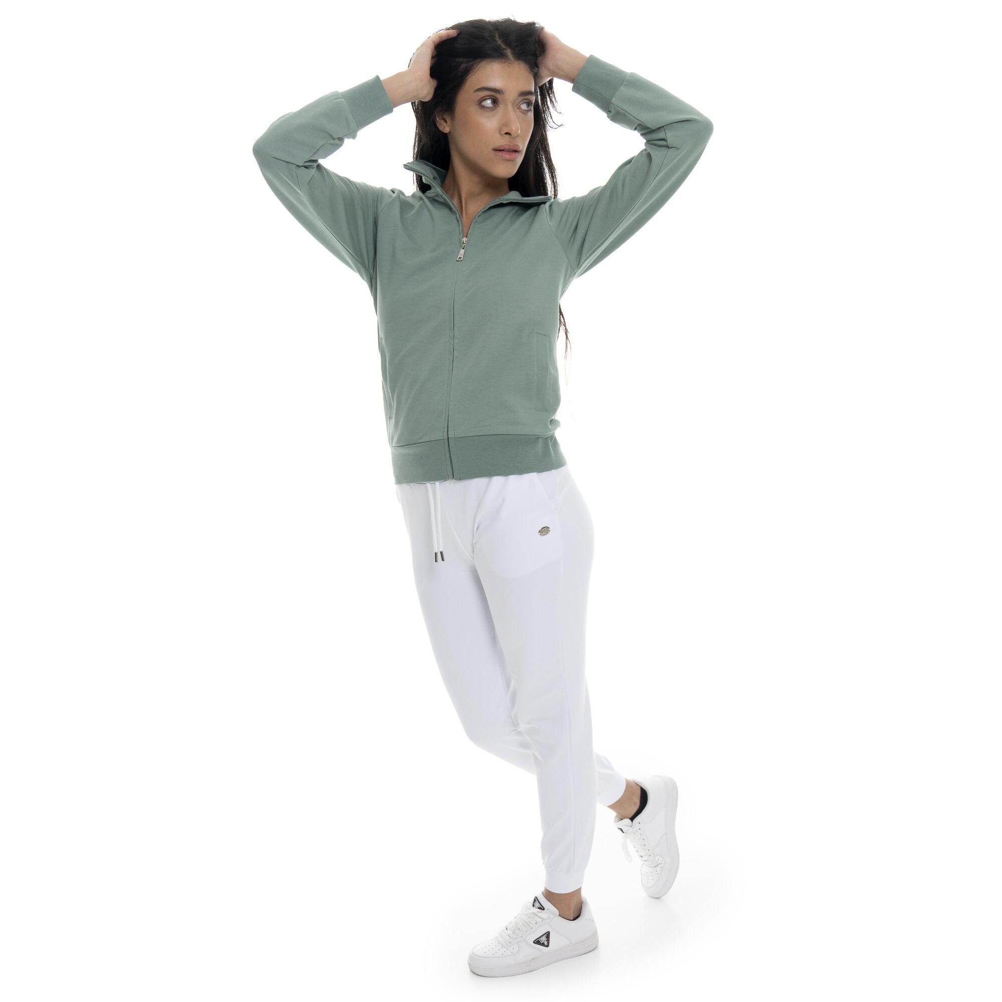 Pantalón de mujer de algodón sin forro polar con puños Leone Basic