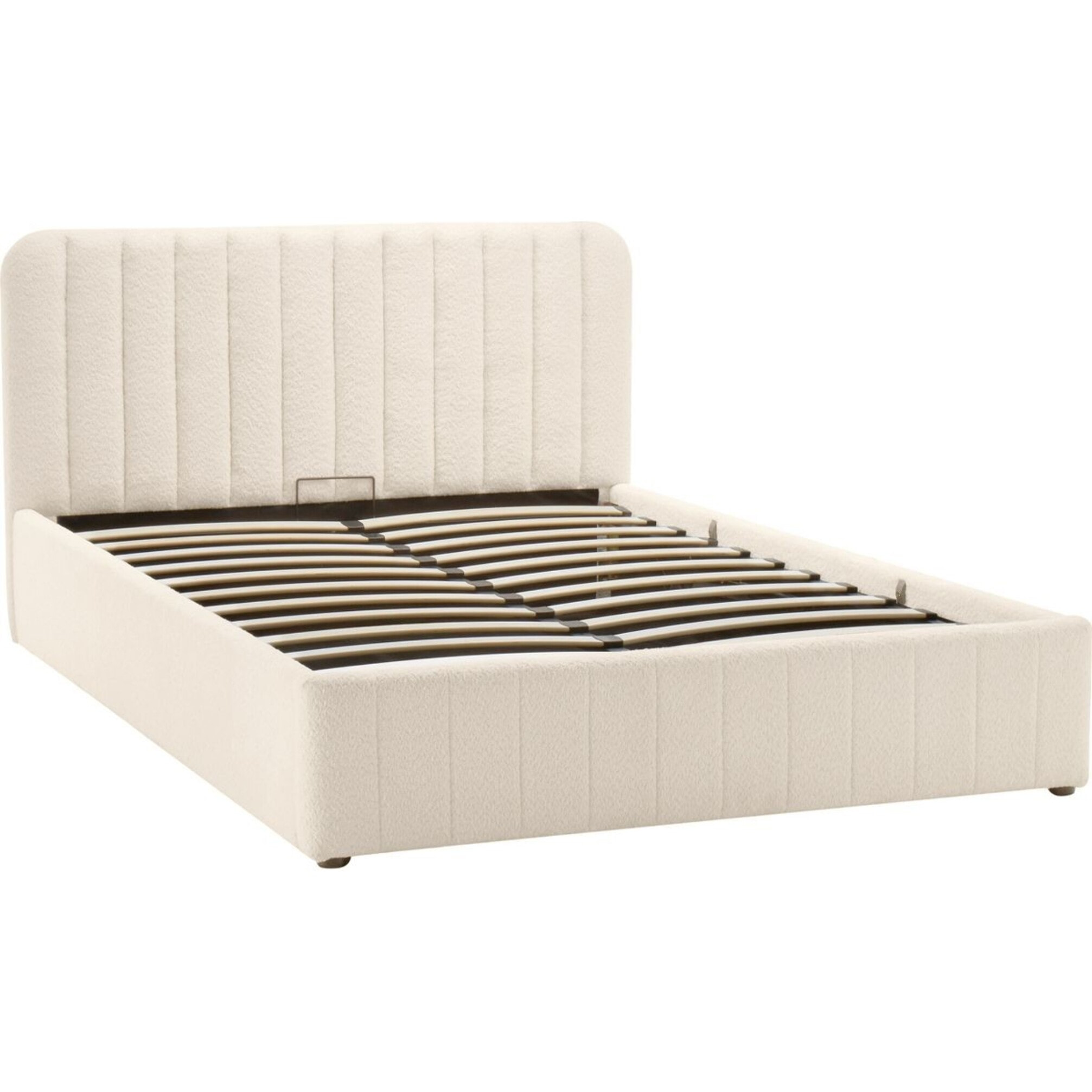 Lit coffre avec tête de lit en tissu bouclé - AVA