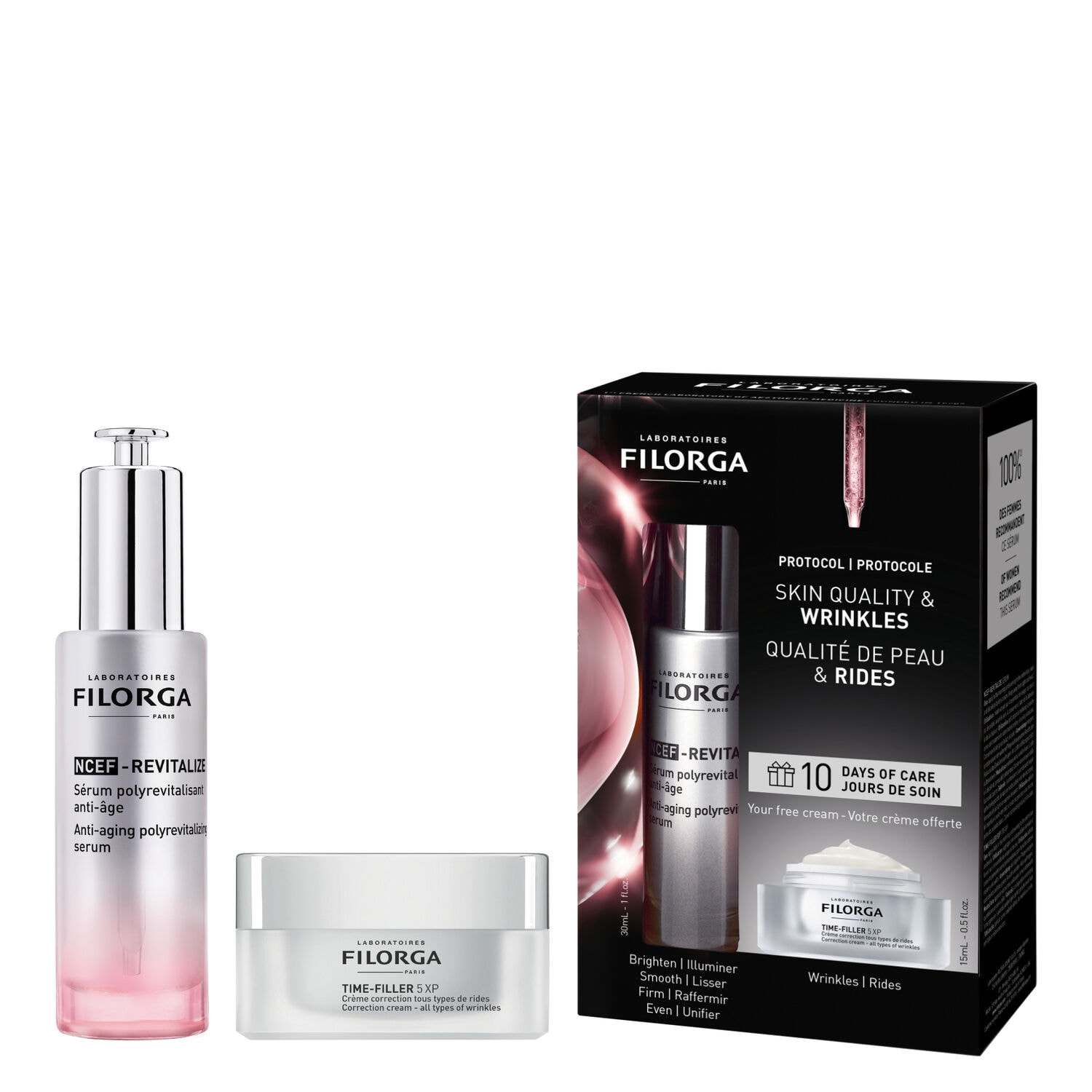 Ncef-Revitalize - Coffret Sérum Revitalisant NCEF 30ml + Crème Lissante Time-Filler 5XP 15ml