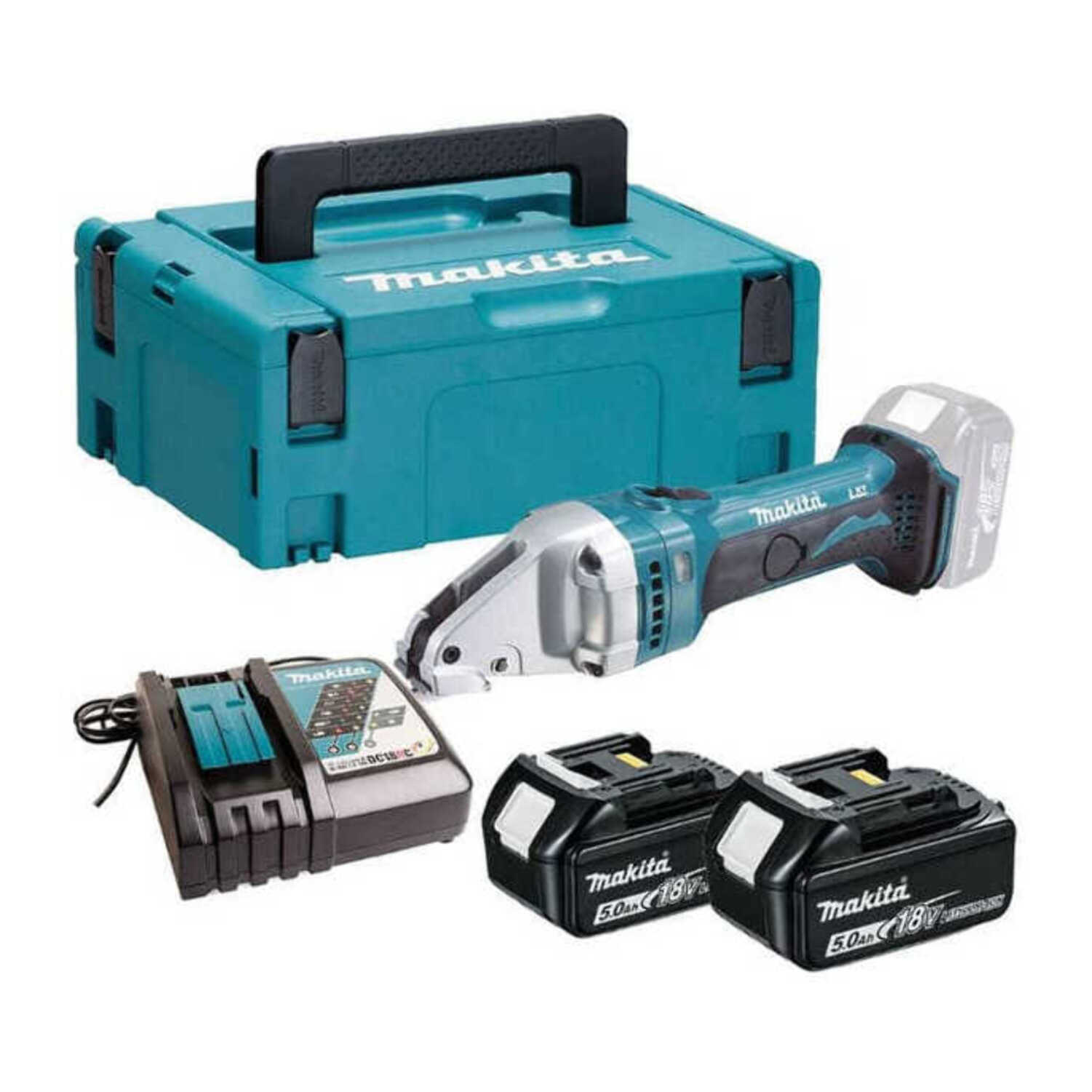Cisaille à tôle 18V LXT - MAKITA - 2 batteries 18V 5.0Ah - chargeur - MakPac - DJS161RTJ