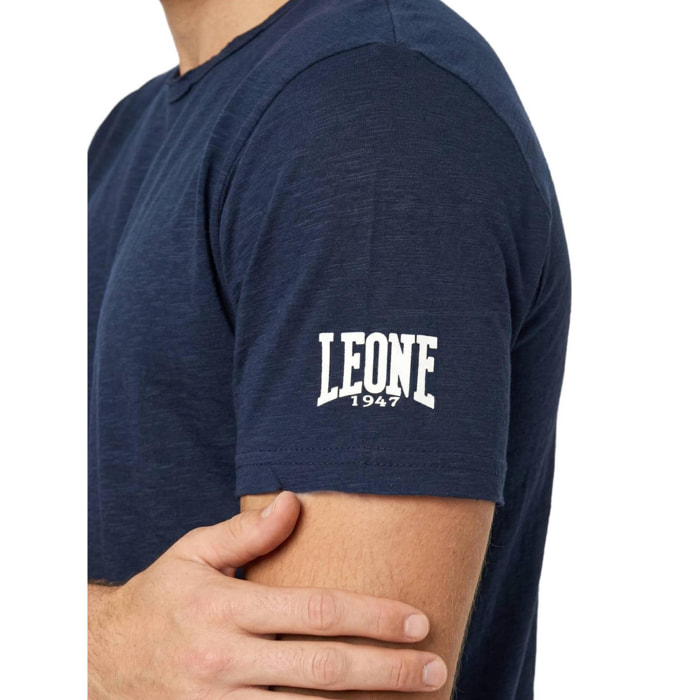 Maglietta uomo maniche corte in slub piccolo logo