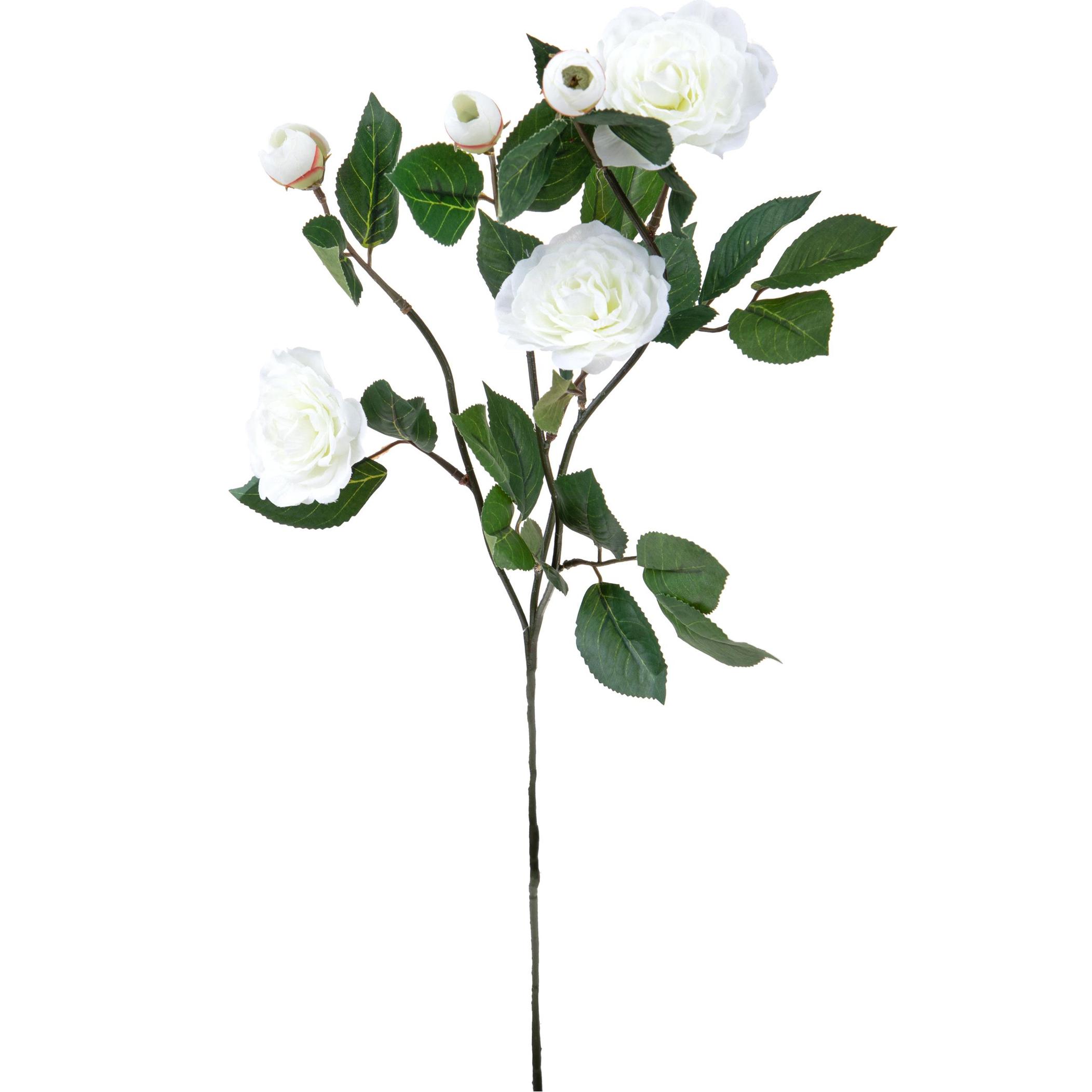 Ramo Camelia per 3 75 Cm - Pezzi 6 - 26X75X10cm - Colore: Bianco - Bianchi Dino - Fiori Artificiali