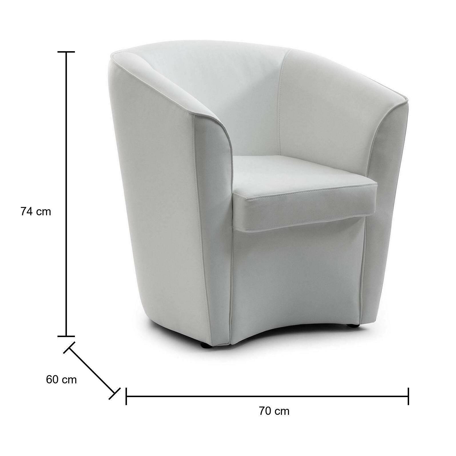 Poltrona Artello, Poltrona da salotto, 100% Made in Italy, Poltroncina relax in ecopelle, Cm 70x60h74, Bianco