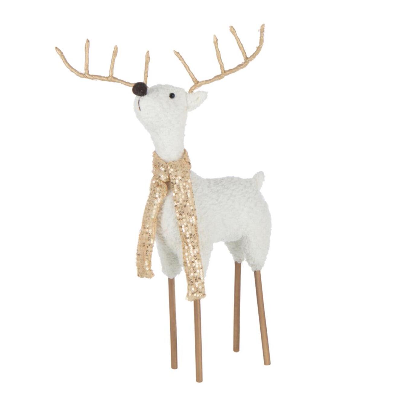 J-Line figurine Renne Foulard - polyester - blanc/or - small