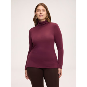 Fiorella Rubino - Maglia dolcevita second skin misto cashmere - Bordeaux