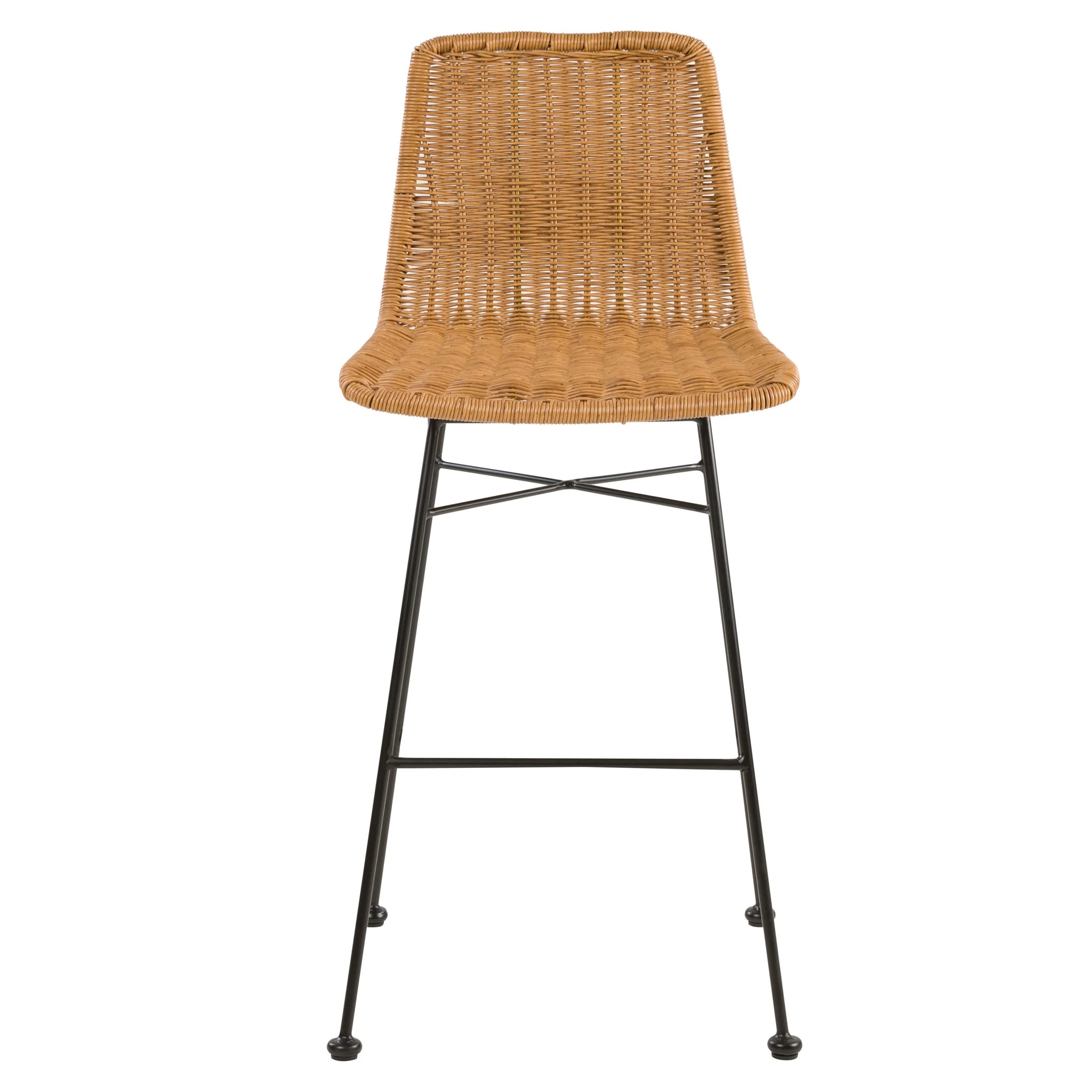 Lot de 2 chaises de bar mi-hauteur 63 cm en résine tressée marron - Mandya