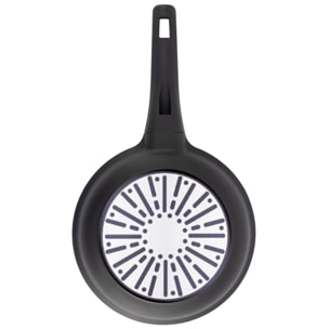 Juego de 2 Sartenes Ø24Ø28cm + Sartén Grill 28x28cm + Wok Ø30cm en aluminio fundido color Negro Copper Bergner