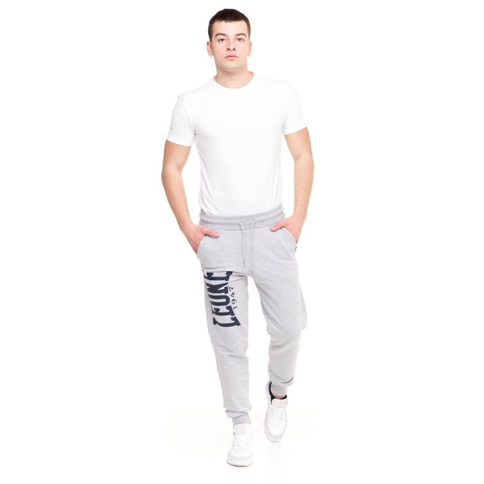 Pantaloni da uomo con logo grande in cotone non garzato Leone Basic