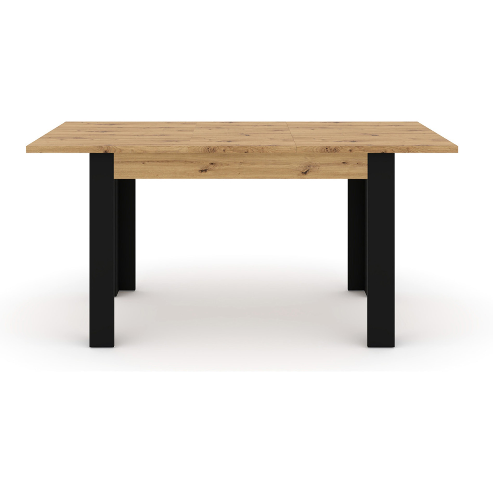 Donnely - table à manger extensible - bois et noir - 4 à 8 personnes - Bois / Noir