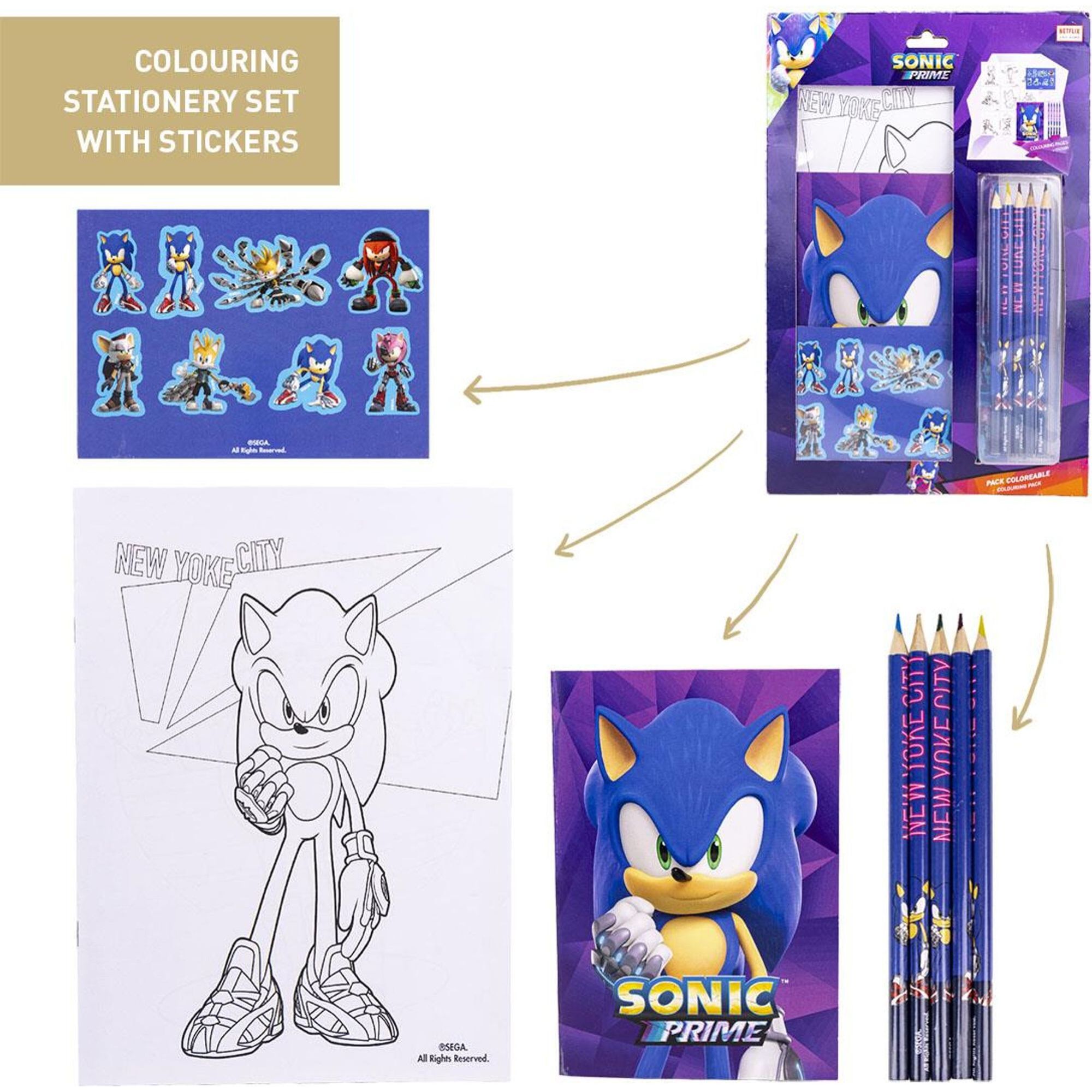 Set De Papelería Coloreable Sonic Prime Purple