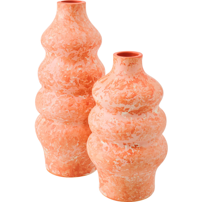 J-Line Vase - céramique - orange/blanc - large