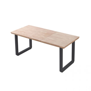 Mesa de comedor extensible con patas metálicas en negro y roble 140-220x80cm Roma Negro - Roble