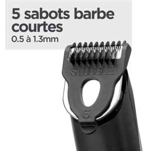Tondeuse barbe BABYLISS T812E, 14 hauteurs de coupe, précision 0,5 mm, autonomie 180 mn