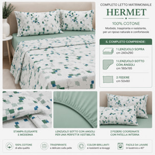 HERMET Completo Letto Matrimoniale Terry Bosco 100% Cotone 240x290 cm