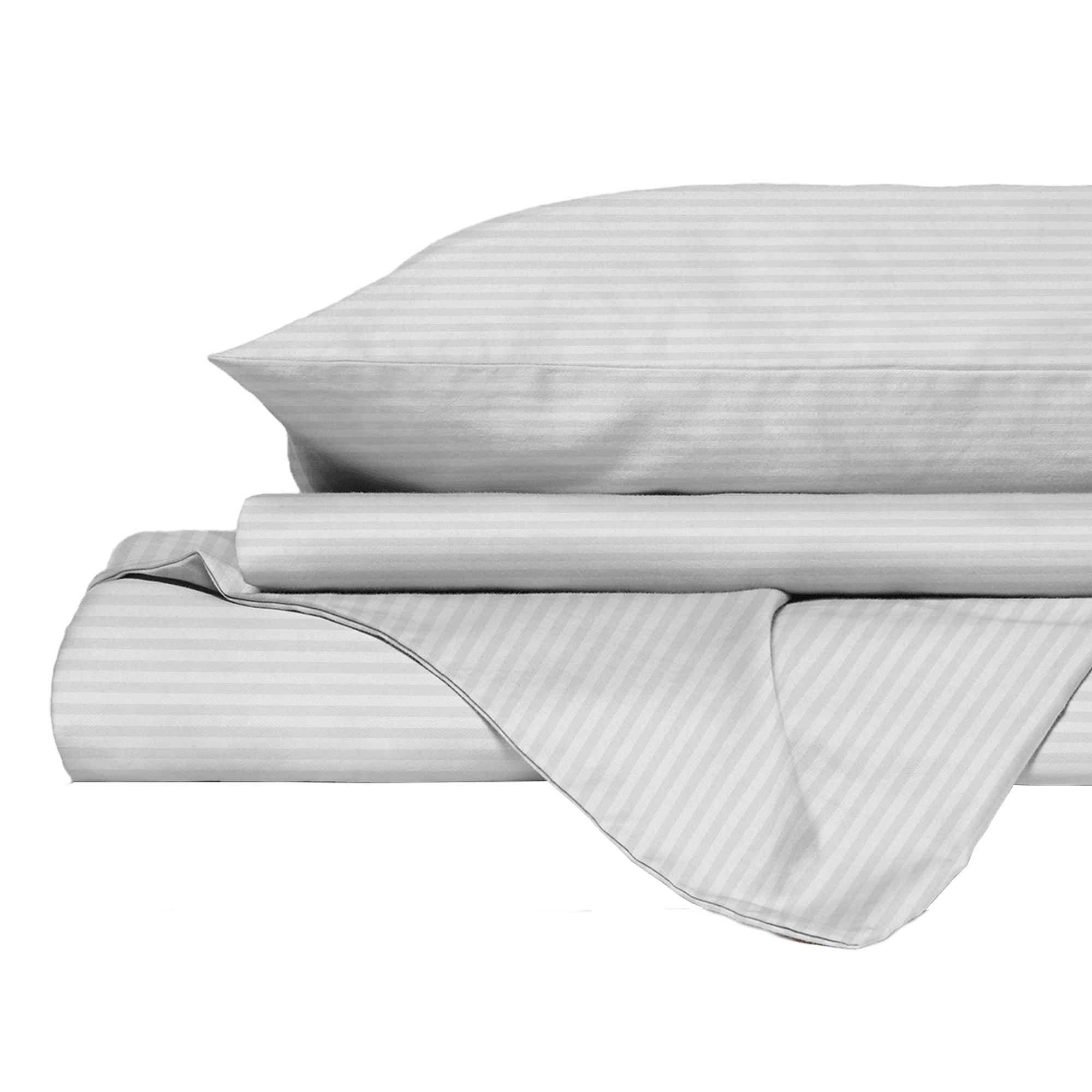 PARURE COPRIPIUMINO SATIN STRIPES, 100% Raso di Poliestere, Made in Italy, No Stiro - BIANCO