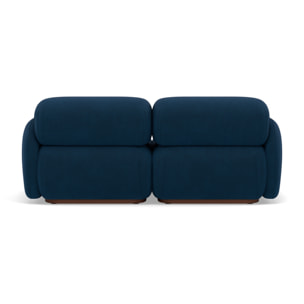 Penelope - canapé droit modulable 2 places en velours texturé - Bleu